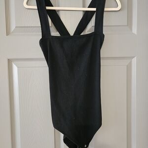 Square Neck Black Women's Bodysuit